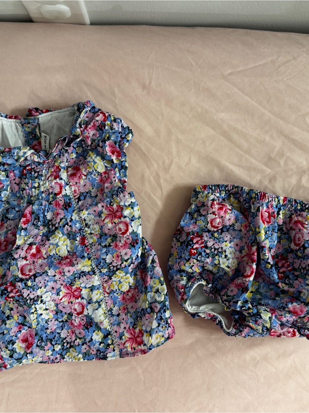 Janie and Jack Blue Multi Floral Dress with Matching Bloomers- 6-12 Months